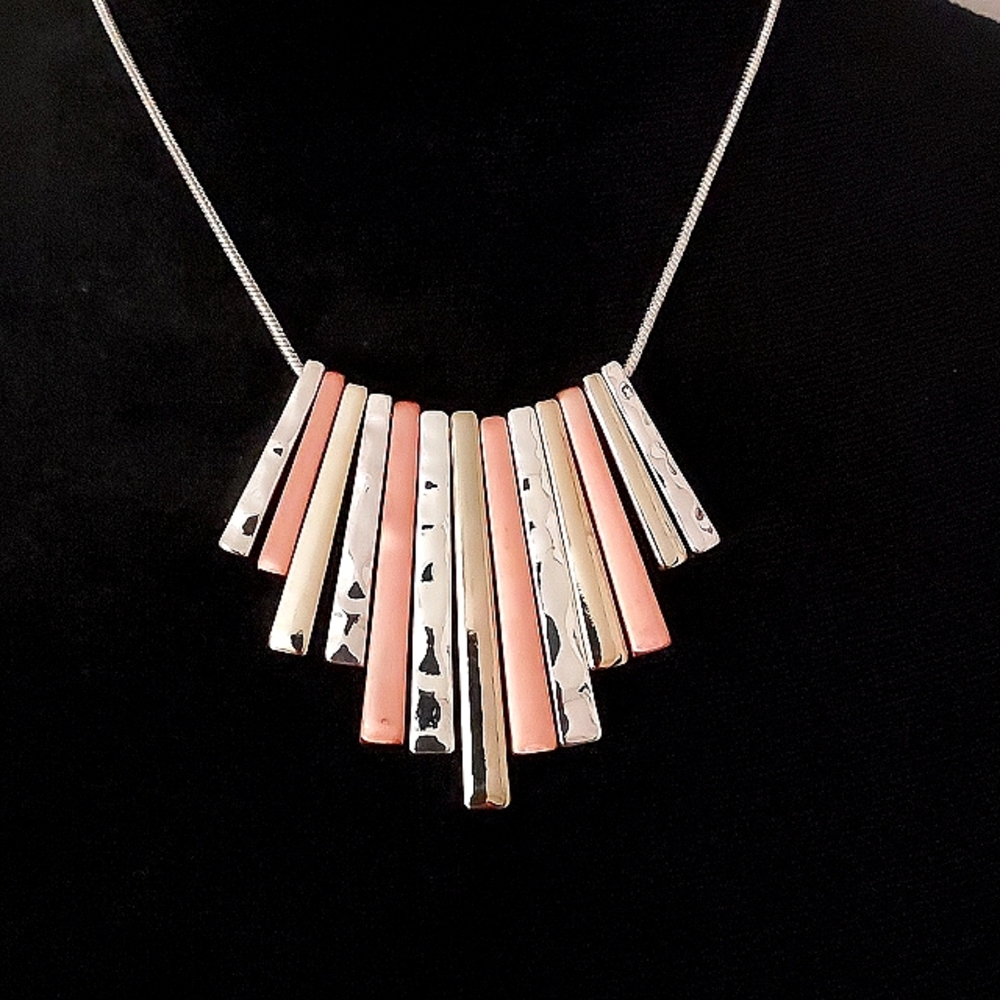 HH SILVER, COPPER, GOLD BAR NECKLACE - Picture 4 of 5
